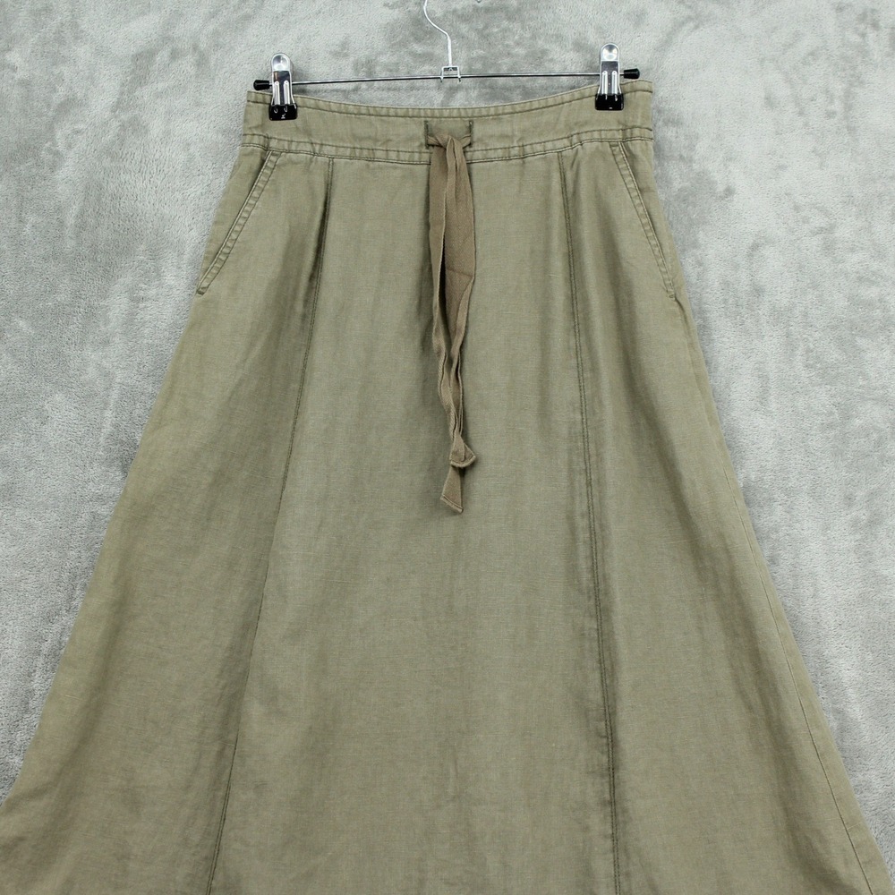 Boden Skirt Women 8 Green Linen Maxi Boho Pockets Modest Gauzy Drawstring Green - Picture 3 of 10